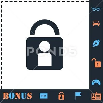 Authenticate icon flat Stock Illustration