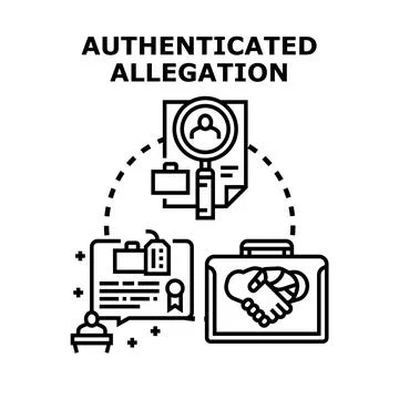 Authenticated allegation process leading to investigation and settlement 스톡 일러스트