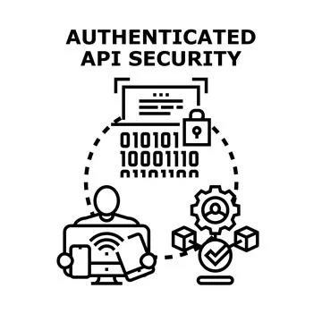 Authenticated api security concept controlling data access 스톡 일러스트