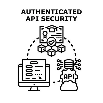 Authenticated api security implementing secure data management Stock Illustration