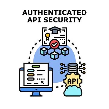 Authenticated api security implementing secure data management Stock Illustration