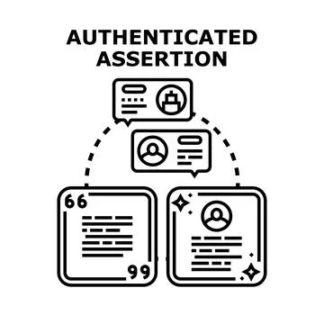 Authenticated assertion concept showing secure identity validation Stock Illustration