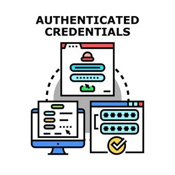 Authenticated credentials for user account access cybersecurity Illustrazione stock