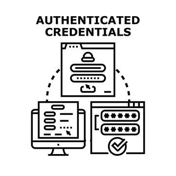 Authenticated credentials for user account access cybersecurity Illustrazione stock