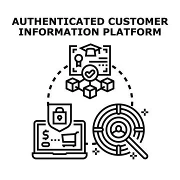 Authenticated customer information platform concept illustration Stock Illustration