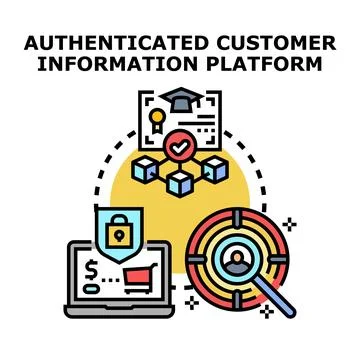 Authenticated customer information platform concept illustration Stock Illustration