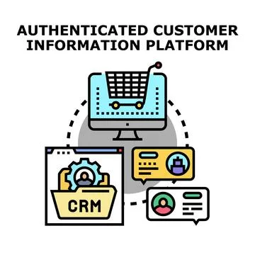Authenticated customer information platform managing online data Stock Illustration
