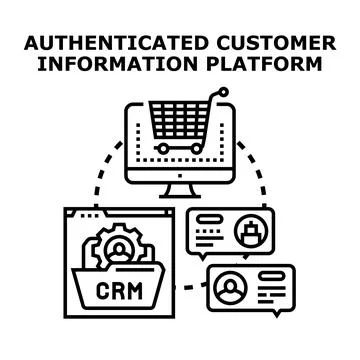 Authenticated customer information platform managing online data Stock Illustration