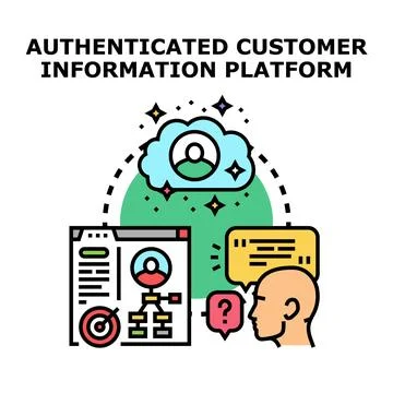 Authenticated customer information platform technology concept Stock Illustration