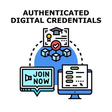 Authenticated digital credentials management on online educational platforms 스톡 일러스트