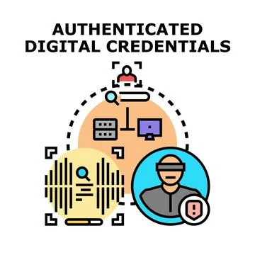 Authenticated digital credentials for secure online access 스톡 일러스트