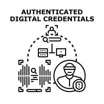 Authenticated digital credentials for secure online access Stock Illustration