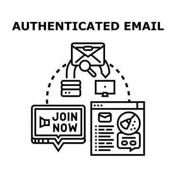 Authenticated email system verifying security and marketing messages Stock Illustration