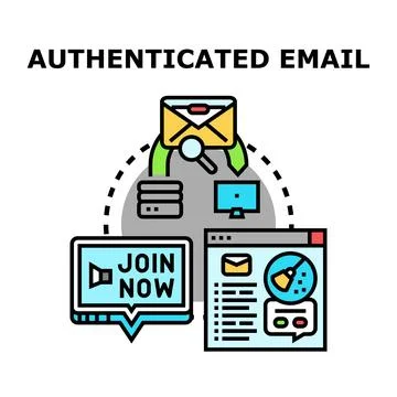 Authenticated email system verifying security and marketing messages Illustrazione stock