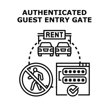 Authenticated guest entry gate allowing car access Illustrazione stock