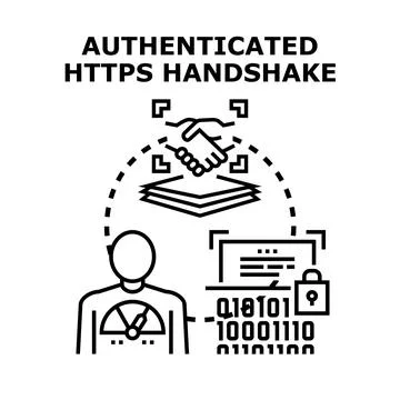 Authenticated https handshake protocol establishing secure data connection Stock Illustration