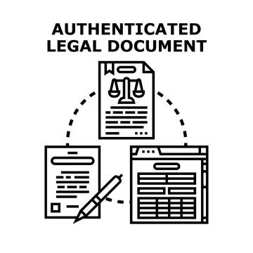 Authenticated legal document processing and validation concept Stock Illustration