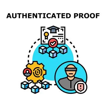 Authenticated proof concept with data verification system Stock Illustration