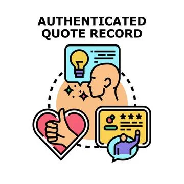 Authenticated quote record process concept vector Stock Illustration