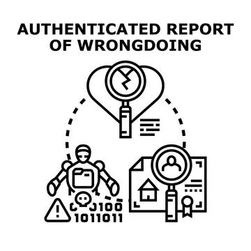 Authenticated report of wrongdoing investigation concept Stock Illustration