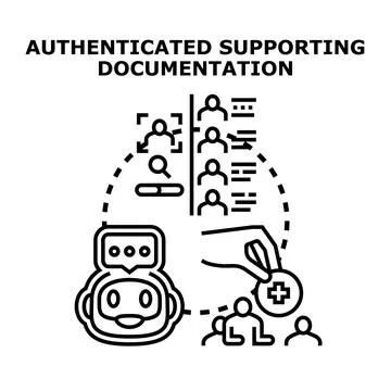 Authenticated supporting documentation process using automation technology Stock Illustration