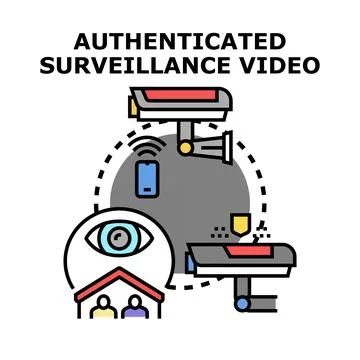 Authenticated surveillance video concept for home security Stock Illustration