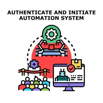 Authenticating and initiating an automation system concept Stockillustratie