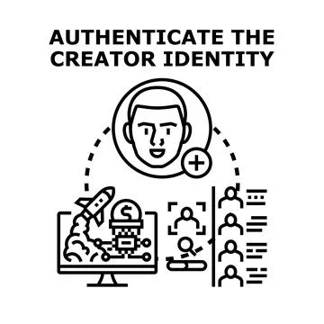Authenticating creator identity for digital content monetization Stock Illustration