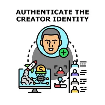Authenticating creator identity for digital content monetization Stock Illustration