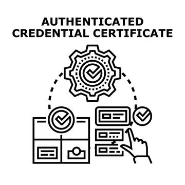 Authenticating credentials for certificate validation process Stock Illustration