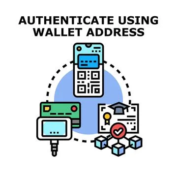 Authenticating digital identity using wallet address concept Stock Illustration