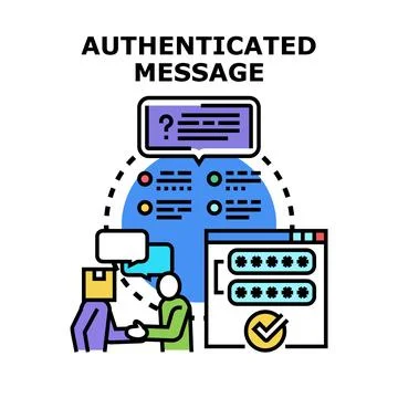 Authenticating digital message for secure communication transfer Illustrazione stock