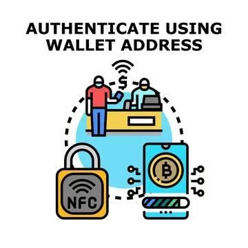 Authenticating digital transactions using a wallet address Stock Illustration