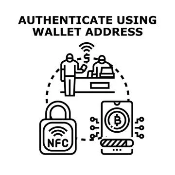 Authenticating digital transactions using a wallet address Stock Illustration