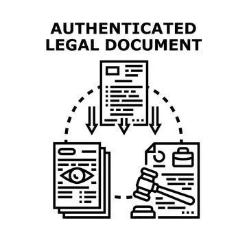 Authenticating legal document process with verification and justice イラスト素材
