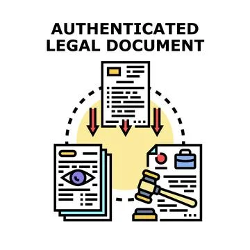 Authenticating legal document process with verification and justice イラスト素材