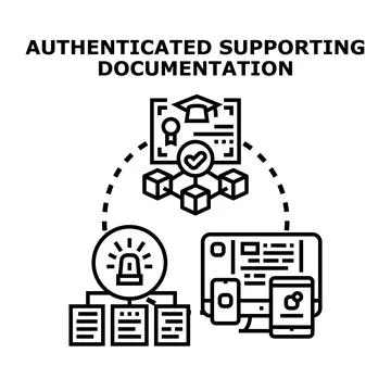 Authenticating supporting documentation concept using digital technology Stock Illustration