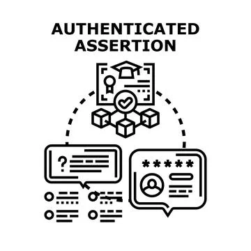 Authenticating user identity and asserting claims process 스톡 일러스트