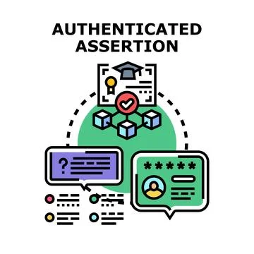 Authenticating user identity and asserting claims process Illustrazione stock