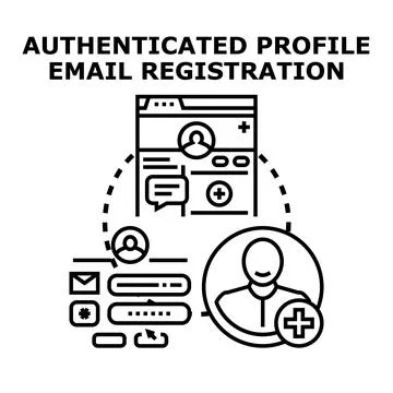Authenticating user profile email registration process Stock Illustration