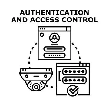 Authentication and access control cybersecurity concept illustration Stock Illustration
