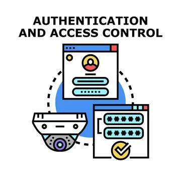 Authentication and access control cybersecurity concept illustration Stock Illustration