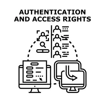 Authentication and access rights concept vector icon Stock Illustration