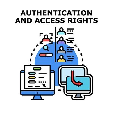 Authentication and access rights concept vector icon Stock Illustration