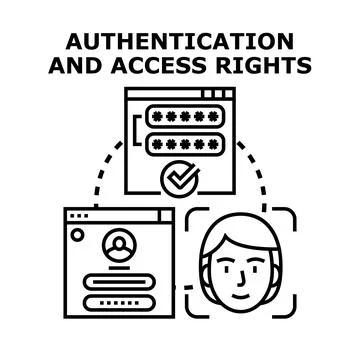 Authentication and access rights concept with user identity verification Stock Illustration