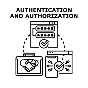 Authentication and authorization concept in digital security Stock Illustration