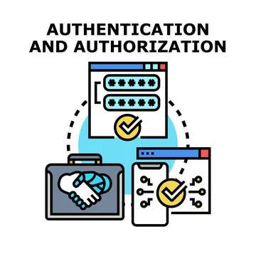 Authentication and authorization concept in digital security Stock Illustration