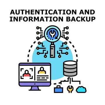 Authentication and information backup data security concept 库存插图