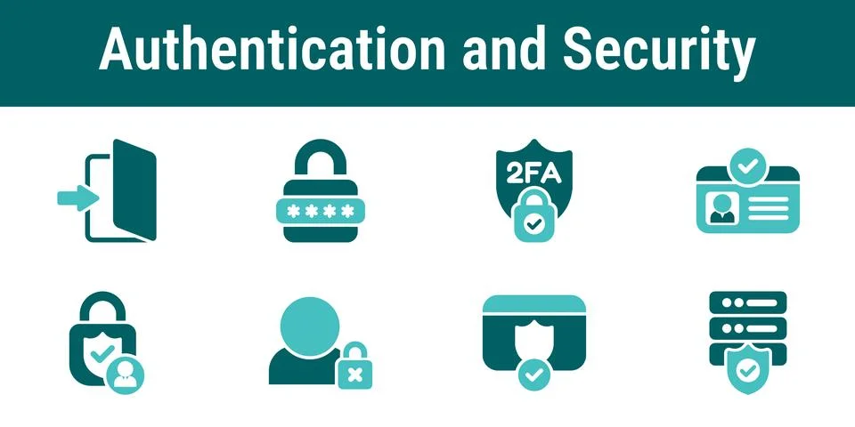 Authentication and Security Flow Icons Stock Illustration