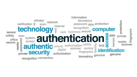 Authentication animated word cloud, text design animation. Stock Footage 80817799